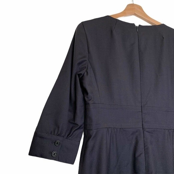 J Crew Womens Wool Solid Short Sleeve Knee Length Sheath Dress Black Size 6 - Picture 6 of 8